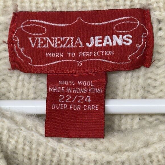 VENEZIA JEANS Nordic Snowflake Pattern 100% Wool Sweater Women 22/24 EUC - Picture 4 of 11